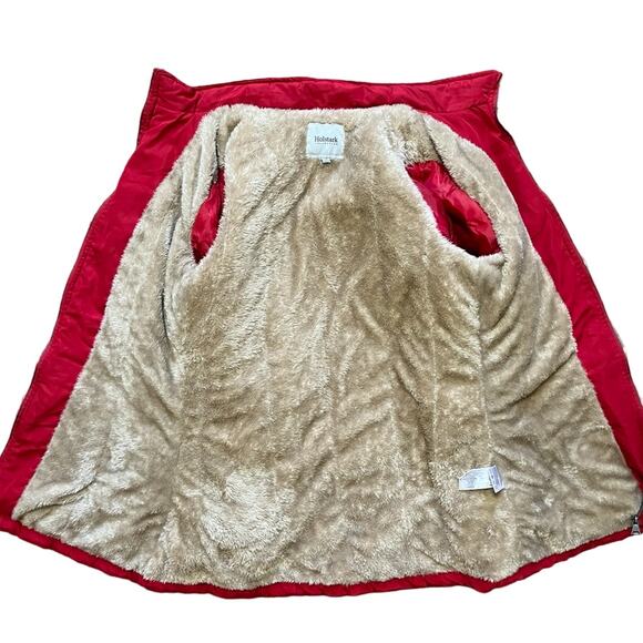 HOLSTARK Faux Fur Lined Quilted Parka in Red NO HOOD SZ M - Picture 9 of 13